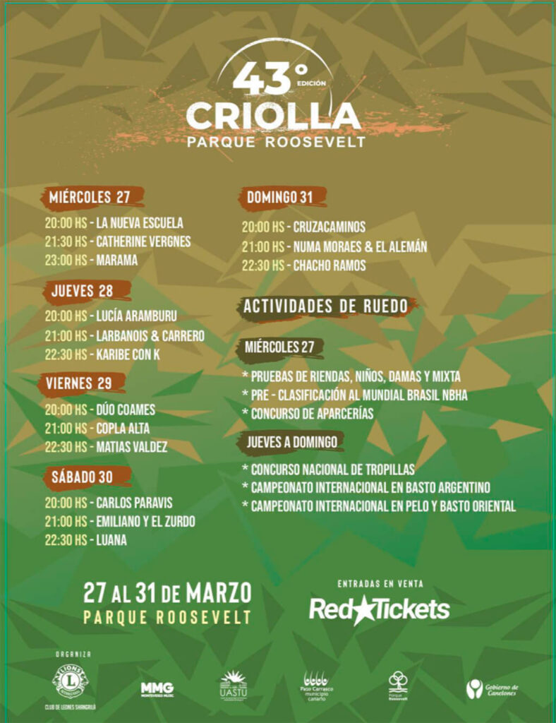 Criolla del Parque Roosevelt 43° edición 2 cronograma Criolla 2024